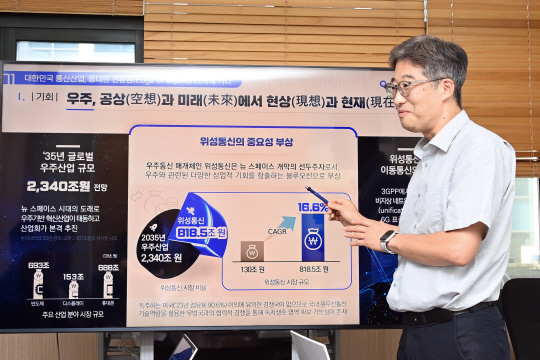 ETRI가 초공간 네트워크 구축을 위한 국가전략 프로젝트 '에이블 맨'을 내년부터 추진한다. 사진은 ETRI 연구진이 에이블맨 프로젝트에 관해 설명하는 모습. ETRI 제공